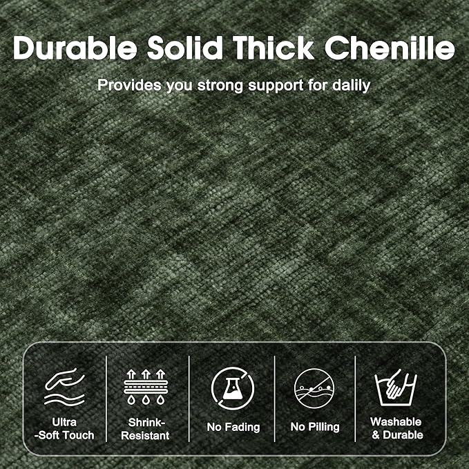 Modern Minimalist Chenille Modular Sectional Sofa, Oversized Deep-Seat U-Shaped Couch with Movable Ottoman, Thick Cushions, Upholstered Sofa for Living Room, Bedroom, Office, Apartment Green 1 Ottoman