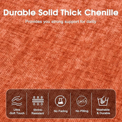 Modern Minimalist Chenille Modular Sectional Sofa, Oversized U-Shaped Couch with Movable Ottoman, Thick Cushions, Upholstered Sofa for Living Room, Bedroom, Office, Apartment Orange 2 Ottoman