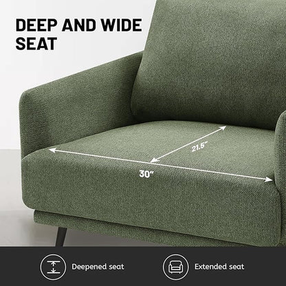 Oversized Accent Chair for Living Room Chairs Reading Arm Chair Comfy Modern Single Sofa Side Chairs with Metal Legs & Soft Cushion for Bedroom, Balcony,Waiting Room (Polyester, Moss Green)
