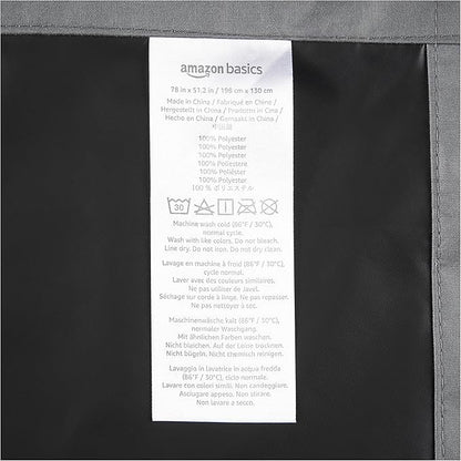 Amazon Basics Portable Blackout Curtain Shade with Suction Cups, 50"W x 78"L, 2-Pack, Dark Grey