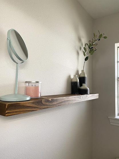 joelsantiques 36 Inch Wooden Floating Shelves for Wall - 36x6x2 in - Made of Natural Wood - Long Heavy Duty Rustic Wall Shelves for Bedroom - Perfect for Living Room, Kitchen - Medium Brown