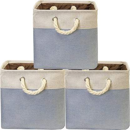 SIMPLE HOUSEWARE Fabric Storage Cubes, 13" x 13" Storage Bin, 3 Pack, Blue