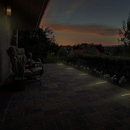 LUMENGY Paver Light Slim 0.5x9 Inch (0.55X8.85X2.2) Glare-Free Steel Brick Lighting for Pavers, Walls, Driveway & Pathway Borders 2700K Warm White, Waterproof IP67, Drive-Over Rated - 12V AC/DC