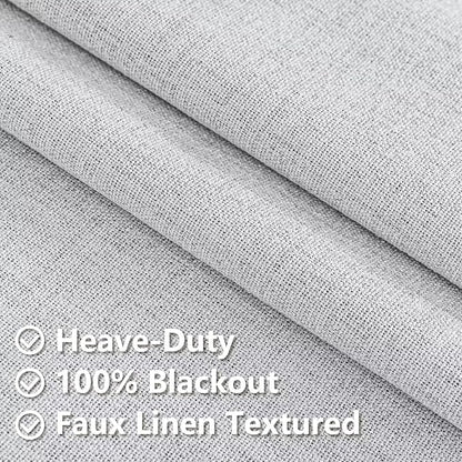 Blackout Curtains 84 Inch Length 2 Panels Set, 100% Black Out Textured Thermal Curtains, Grommet Privacy Light Blocking Drapes for Living Room Bedroom Luxury Deco(52W × 84L inch, Off-White)