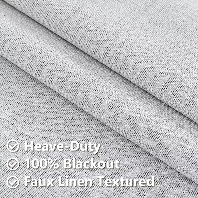 Blackout Curtains Customsize 1 Panel, 100% Blackout Textured Thermal Curtains, Grommet Privacy Light Blocking Drapes for Living Room Bedroom Luxury Decor(Customsize, White)