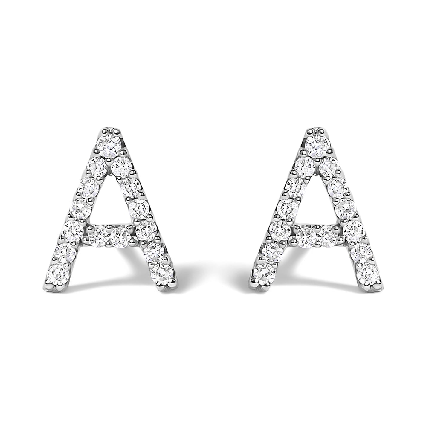 10K White Gold 1/10 Cttw Diamond Initial â€œAâ€ Stud Earring