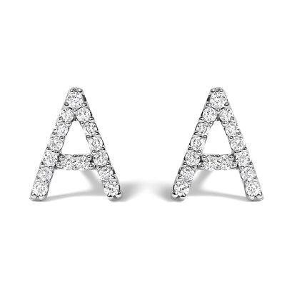 10K White Gold 1/10 Cttw Diamond Initial â€œAâ€ Stud Earring