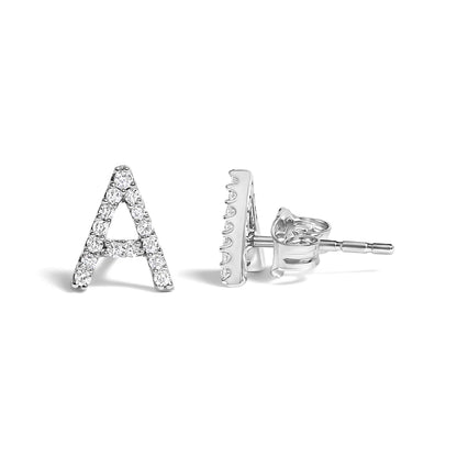 10K White Gold 1/10 Cttw Diamond Initial â€œAâ€ Stud Earring