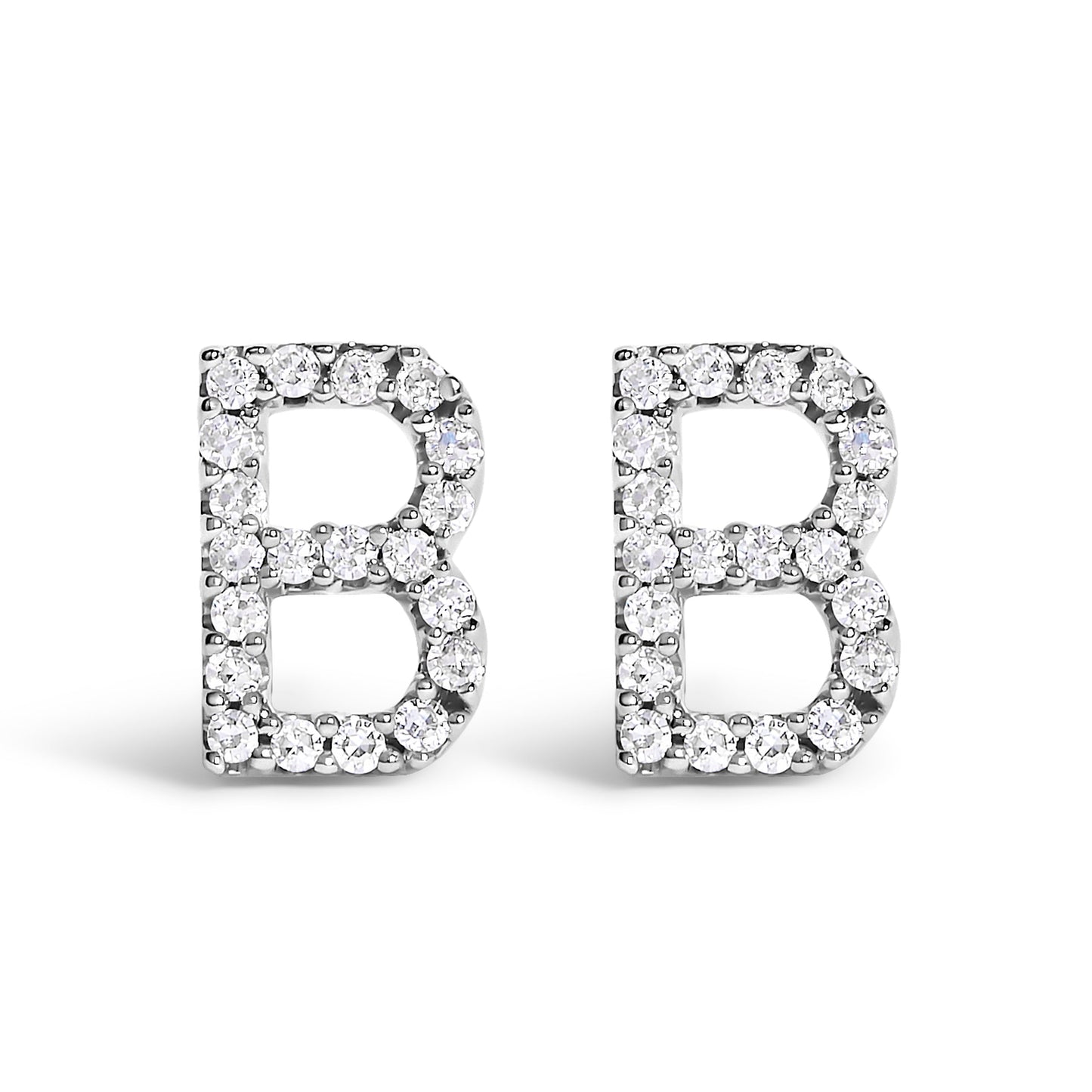 10K White Gold 1/10 Cttw Diamond Initial â€œAâ€ Stud Earring