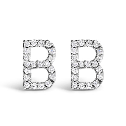 10K White Gold 1/10 Cttw Diamond Initial â€œAâ€ Stud Earring