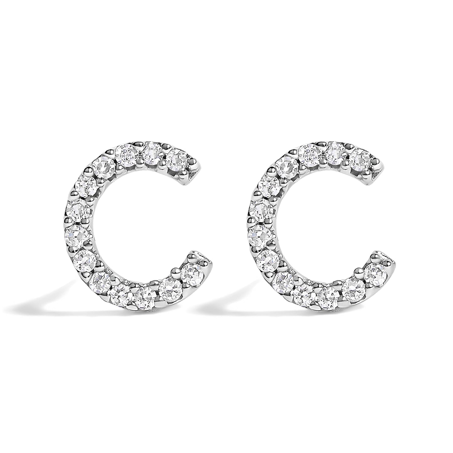 10K White Gold 1/10 Cttw Diamond Initial â€œAâ€ Stud Earring