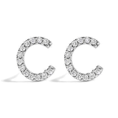 10K White Gold 1/10 Cttw Diamond Initial â€œAâ€ Stud Earring