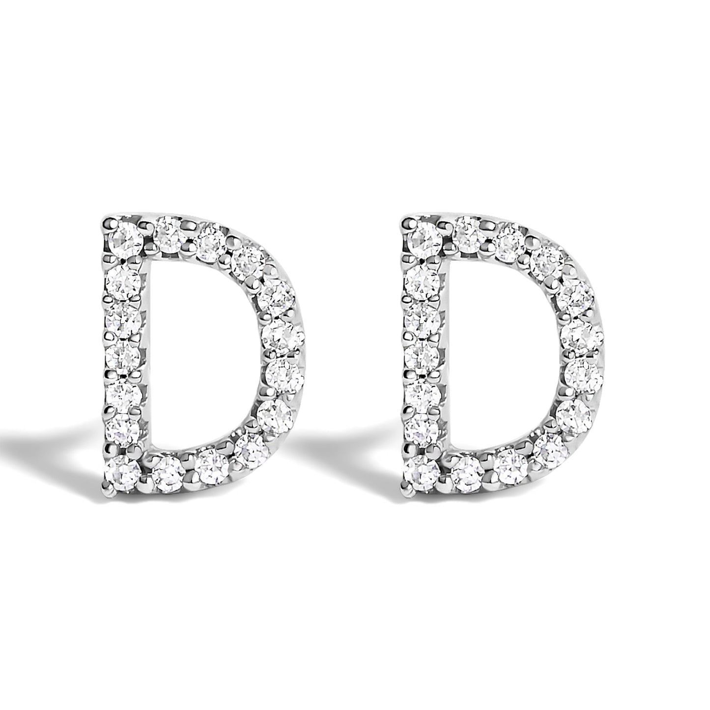 10K White Gold 1/10 Cttw Diamond Initial â€œAâ€ Stud Earring