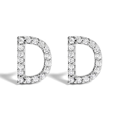 10K White Gold 1/10 Cttw Diamond Initial â€œAâ€ Stud Earring