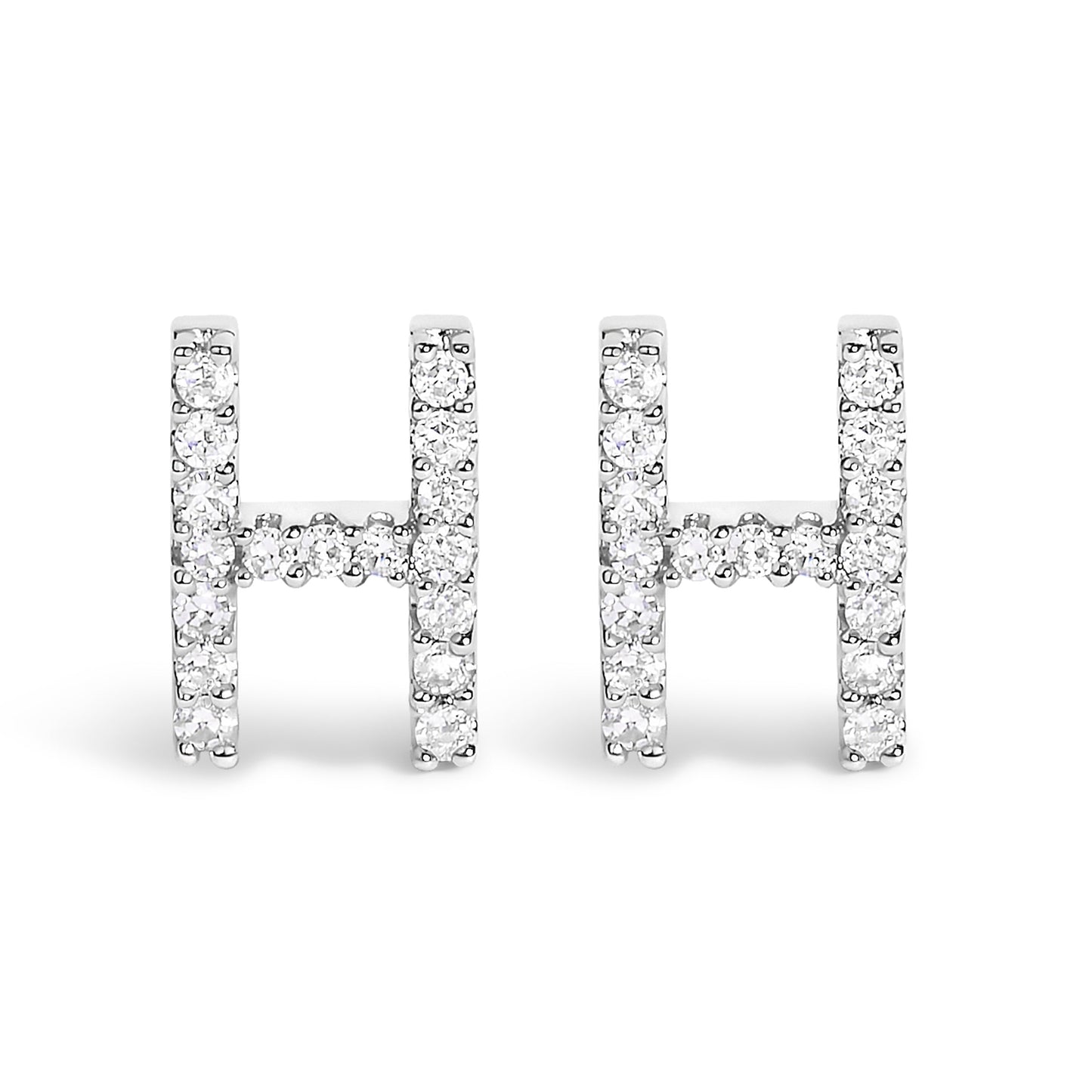 10K White Gold 1/10 Cttw Diamond Initial â€œAâ€ Stud Earring