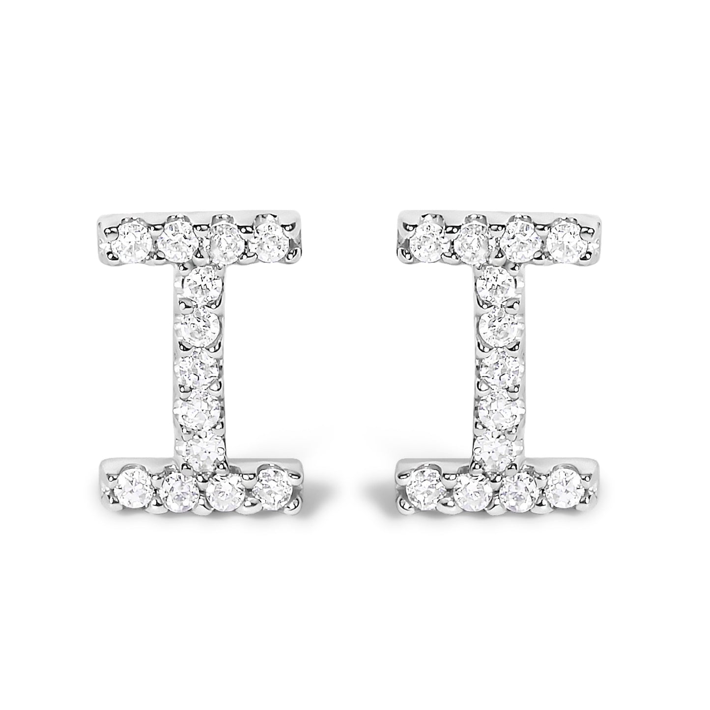 10K White Gold 1/10 Cttw Diamond Initial â€œAâ€ Stud Earring