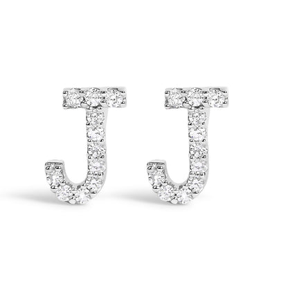 10K White Gold 1/10 Cttw Diamond Initial â€œAâ€ Stud Earring