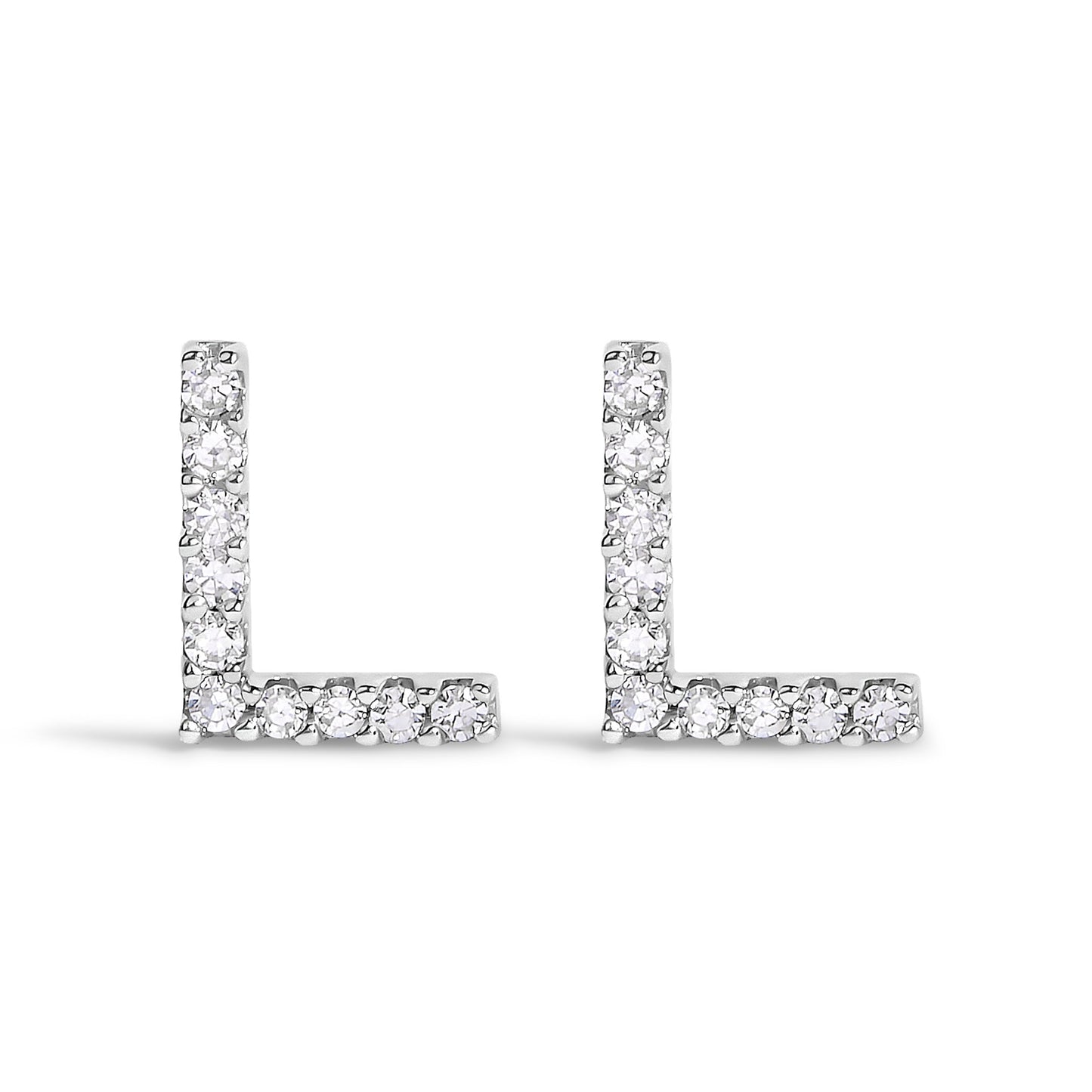 10K White Gold 1/10 Cttw Diamond Initial â€œAâ€ Stud Earring