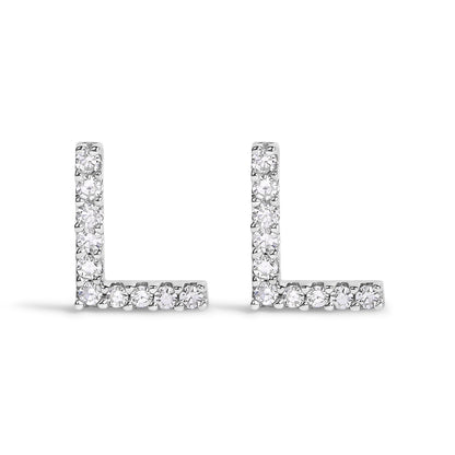 10K White Gold 1/10 Cttw Diamond Initial â€œAâ€ Stud Earring