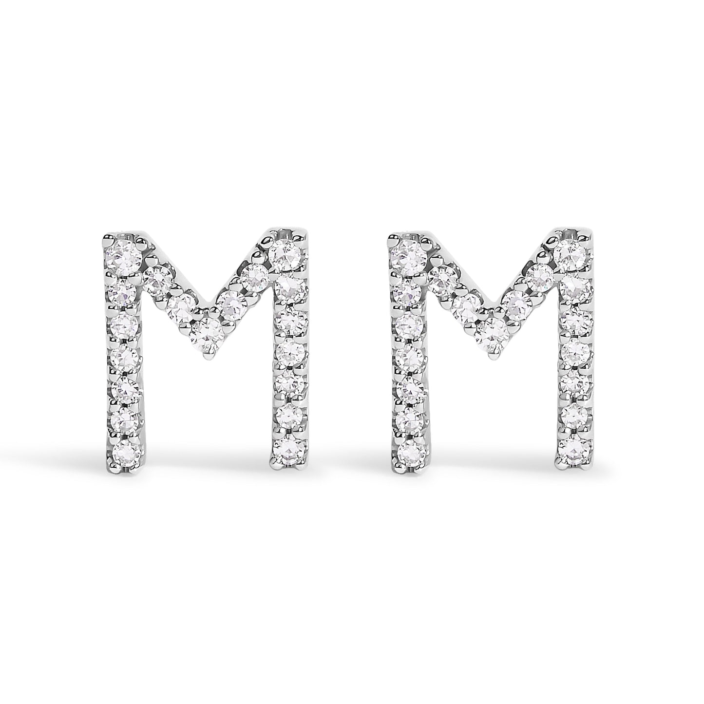 10K White Gold 1/10 Cttw Diamond Initial â€œAâ€ Stud Earring