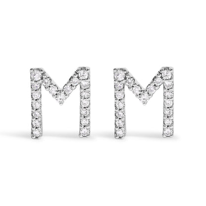 10K White Gold 1/10 Cttw Diamond Initial â€œAâ€ Stud Earring