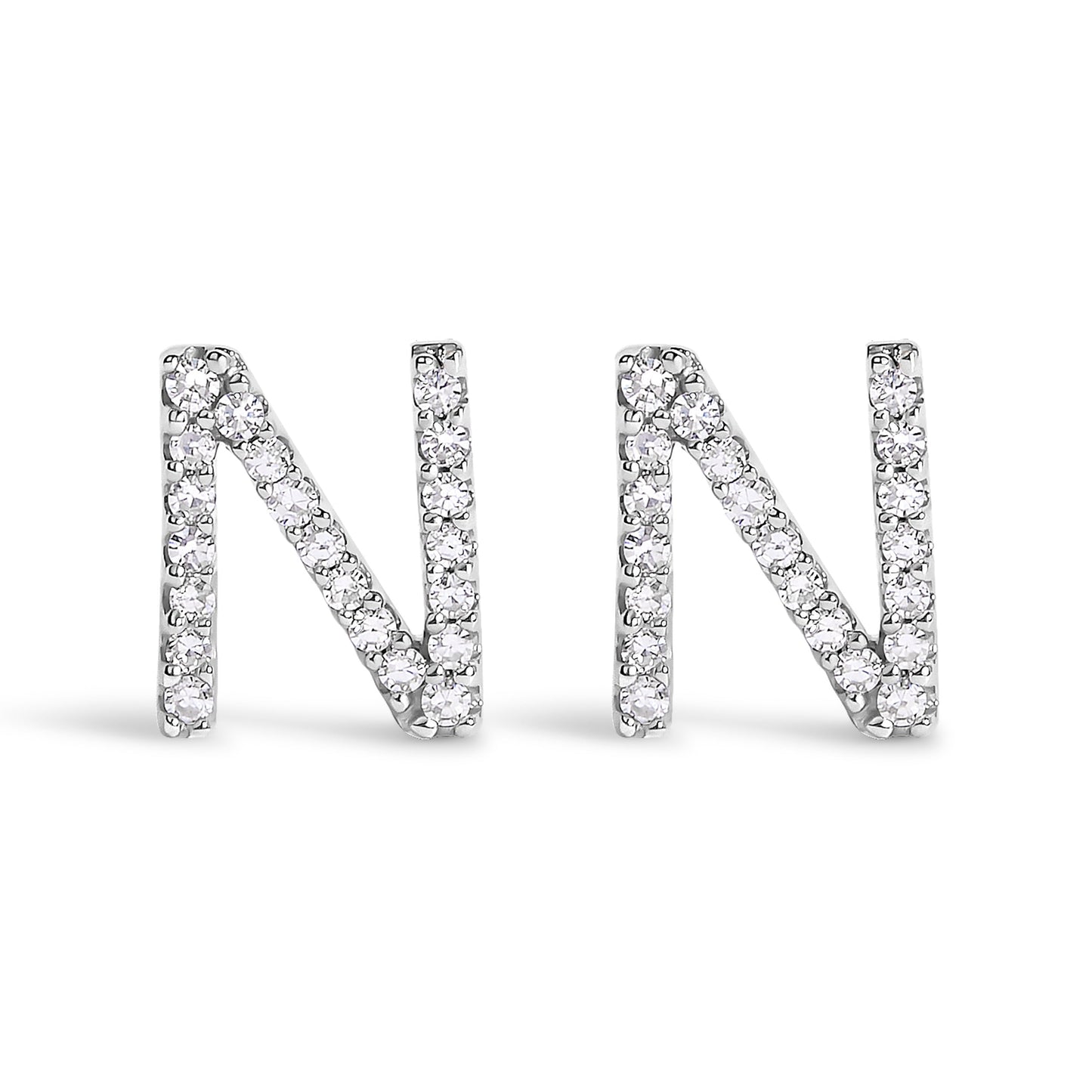 10K White Gold 1/10 Cttw Diamond Initial â€œAâ€ Stud Earring