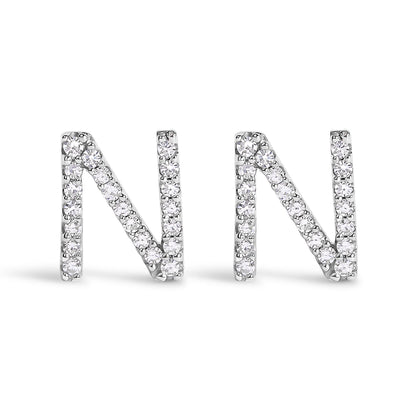 10K White Gold 1/10 Cttw Diamond Initial â€œAâ€ Stud Earring