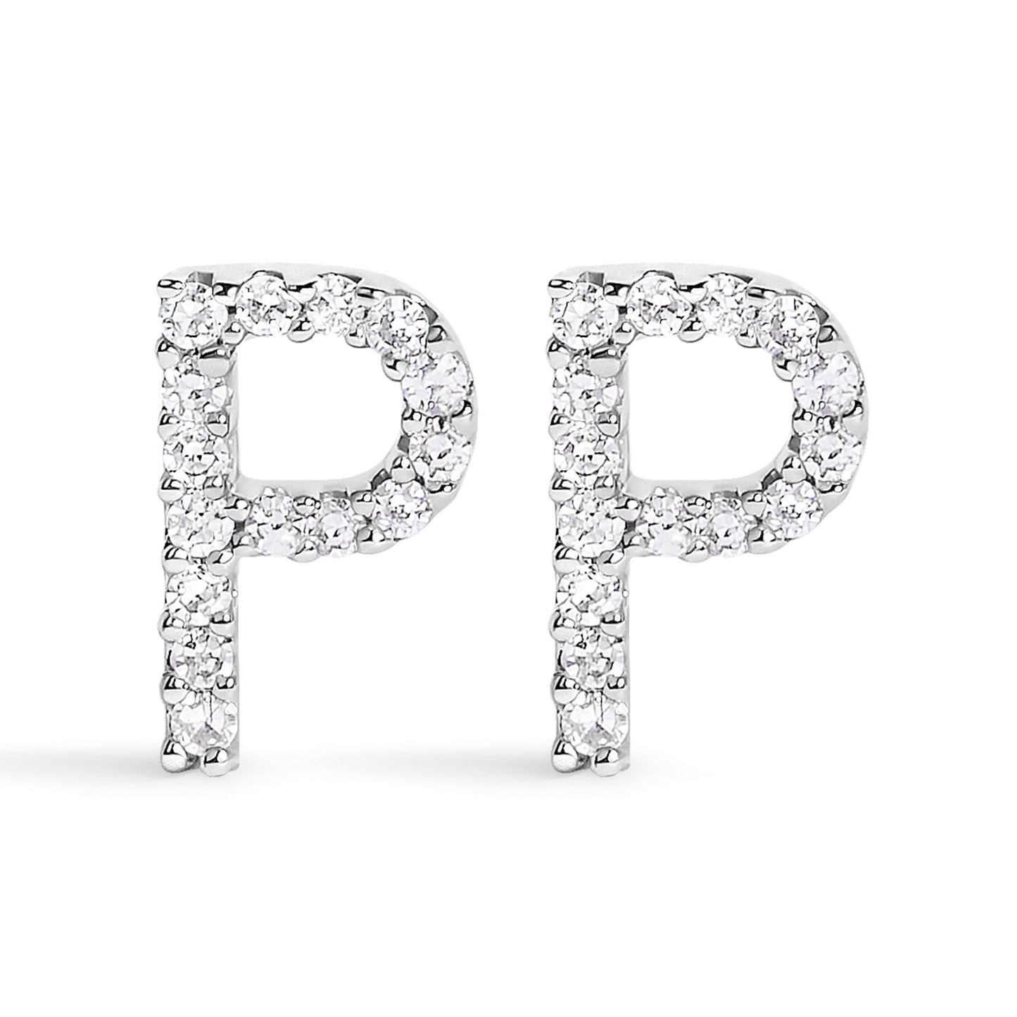 10K White Gold 1/10 Cttw Diamond Initial â€œAâ€ Stud Earring