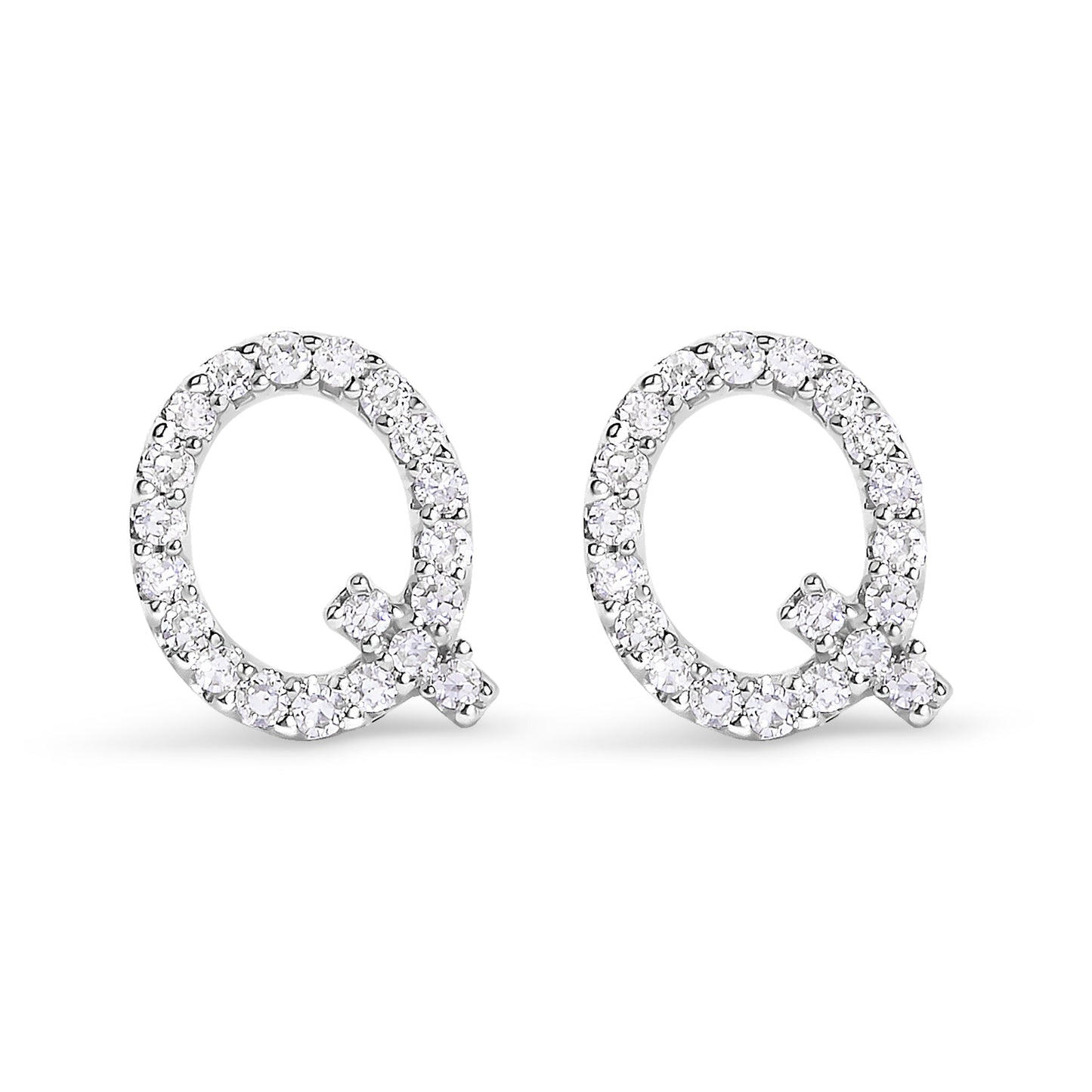 10K White Gold 1/10 Cttw Diamond Initial â€œAâ€ Stud Earring