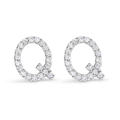 10K White Gold 1/10 Cttw Diamond Initial â€œAâ€ Stud Earring