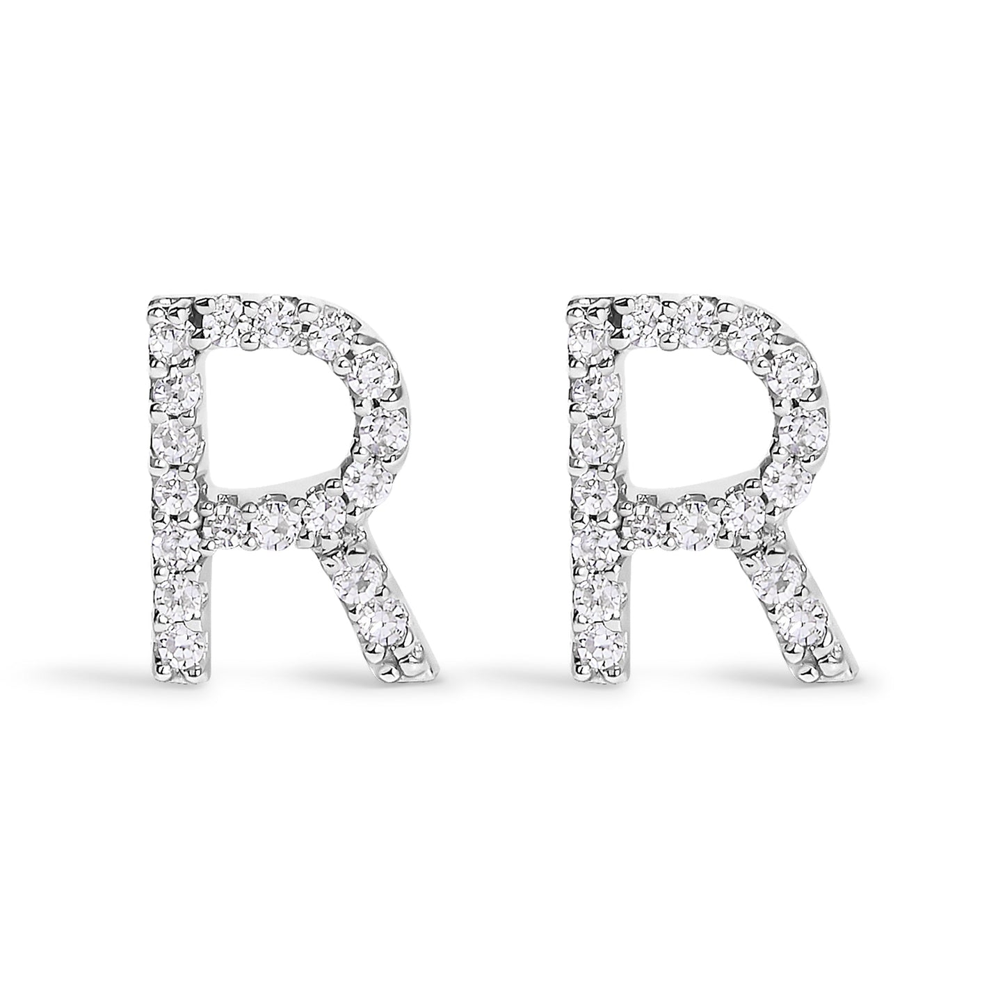 10K White Gold 1/10 Cttw Diamond Initial â€œAâ€ Stud Earring