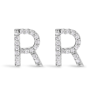 10K White Gold 1/10 Cttw Diamond Initial â€œAâ€ Stud Earring