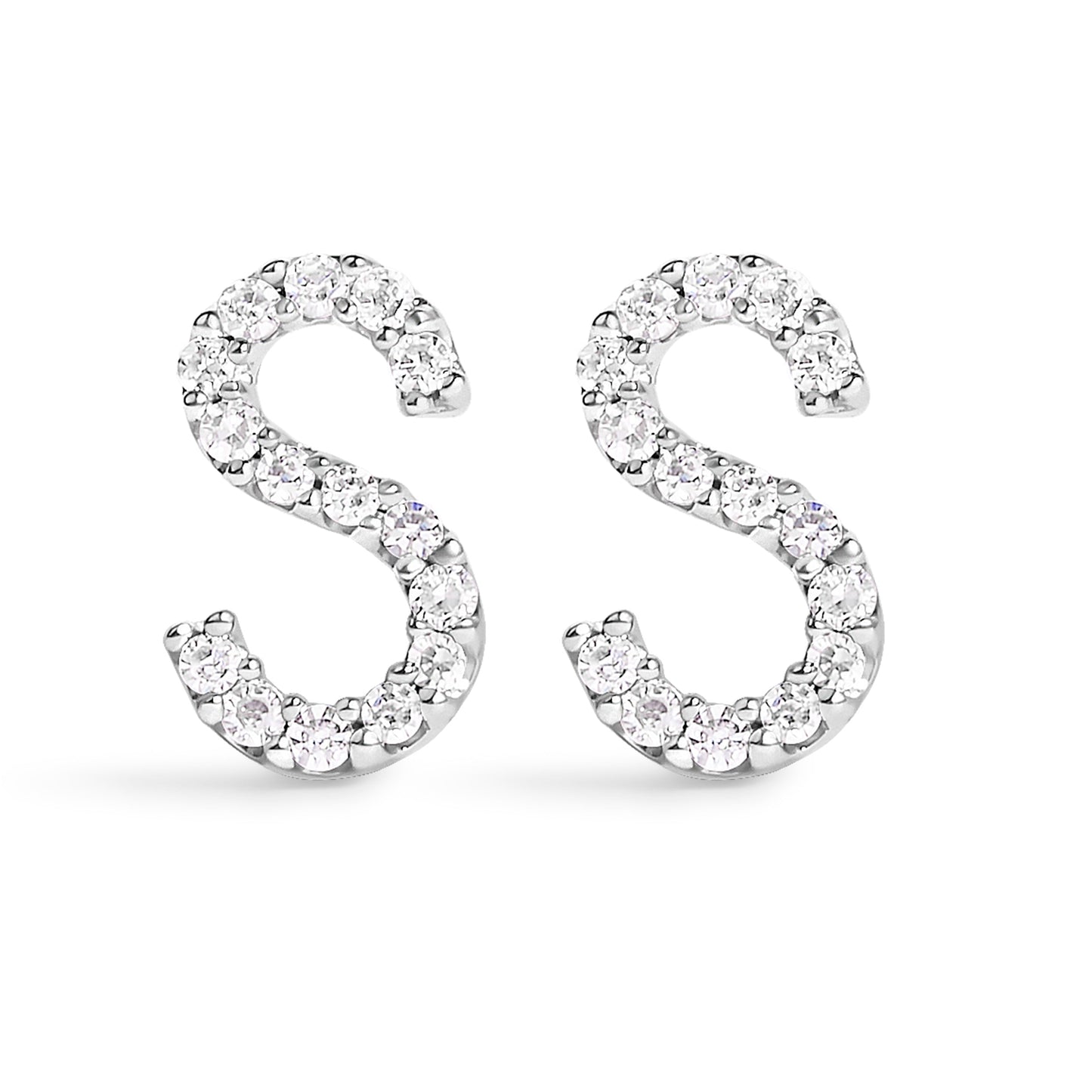 10K White Gold 1/10 Cttw Diamond Initial â€œAâ€ Stud Earring