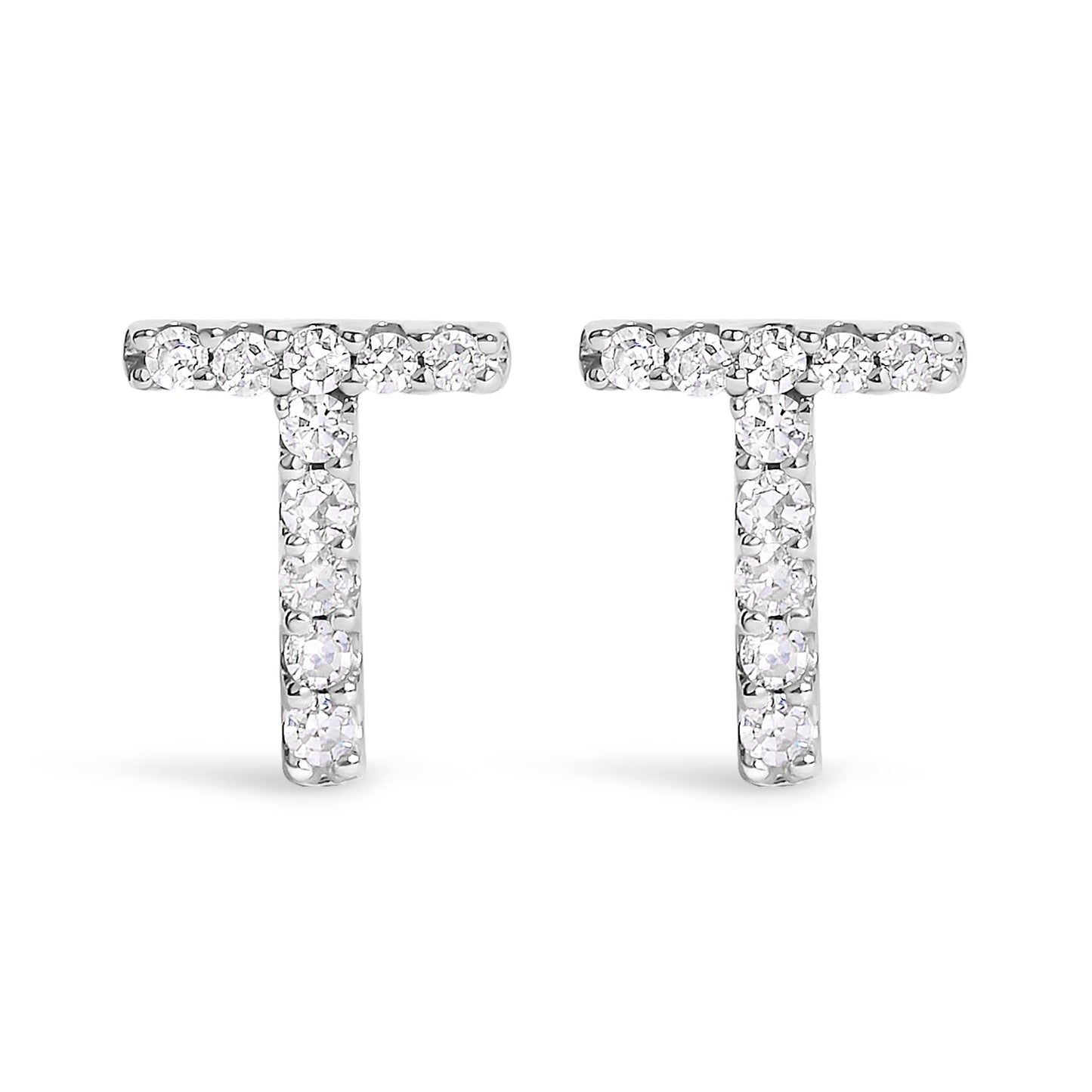 10K White Gold 1/10 Cttw Diamond Initial â€œAâ€ Stud Earring