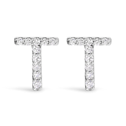 10K White Gold 1/10 Cttw Diamond Initial â€œAâ€ Stud Earring