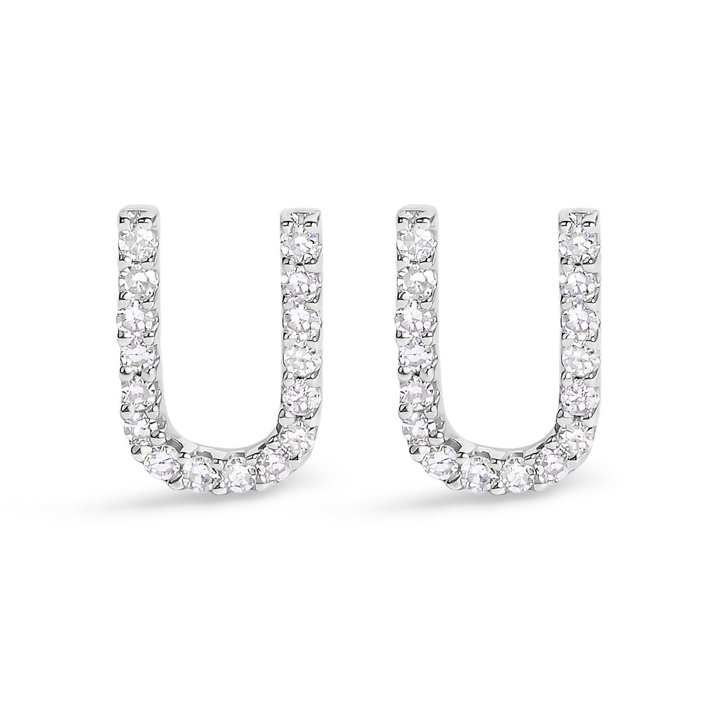 10K White Gold 1/10 Cttw Diamond Initial â€œAâ€ Stud Earring