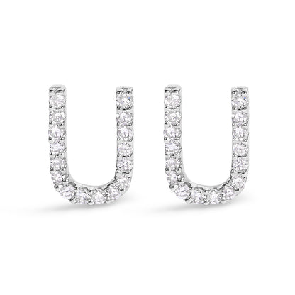 10K White Gold 1/10 Cttw Diamond Initial â€œAâ€ Stud Earring