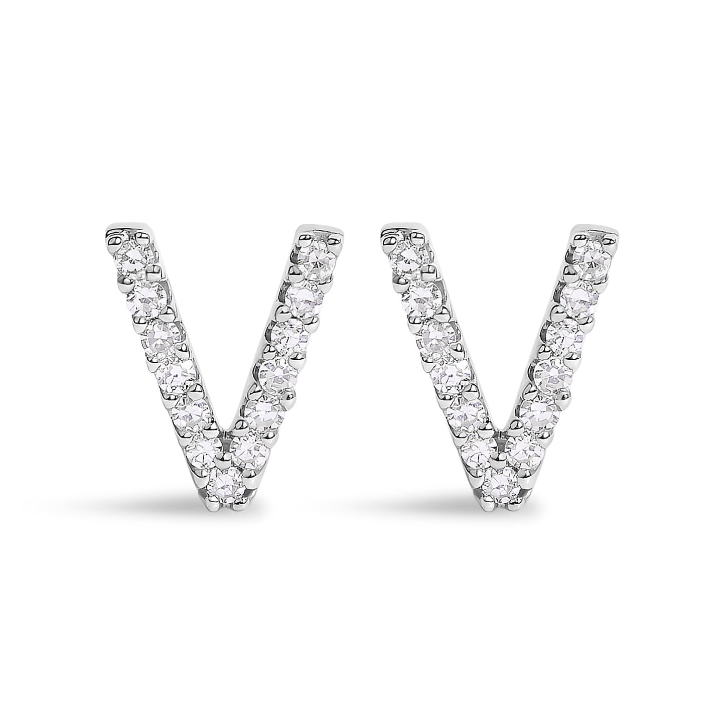 10K White Gold 1/10 Cttw Diamond Initial â€œAâ€ Stud Earring