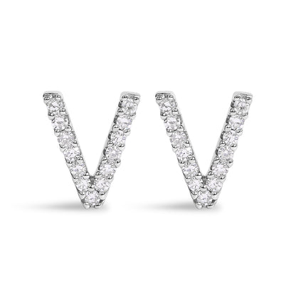 10K White Gold 1/10 Cttw Diamond Initial â€œAâ€ Stud Earring