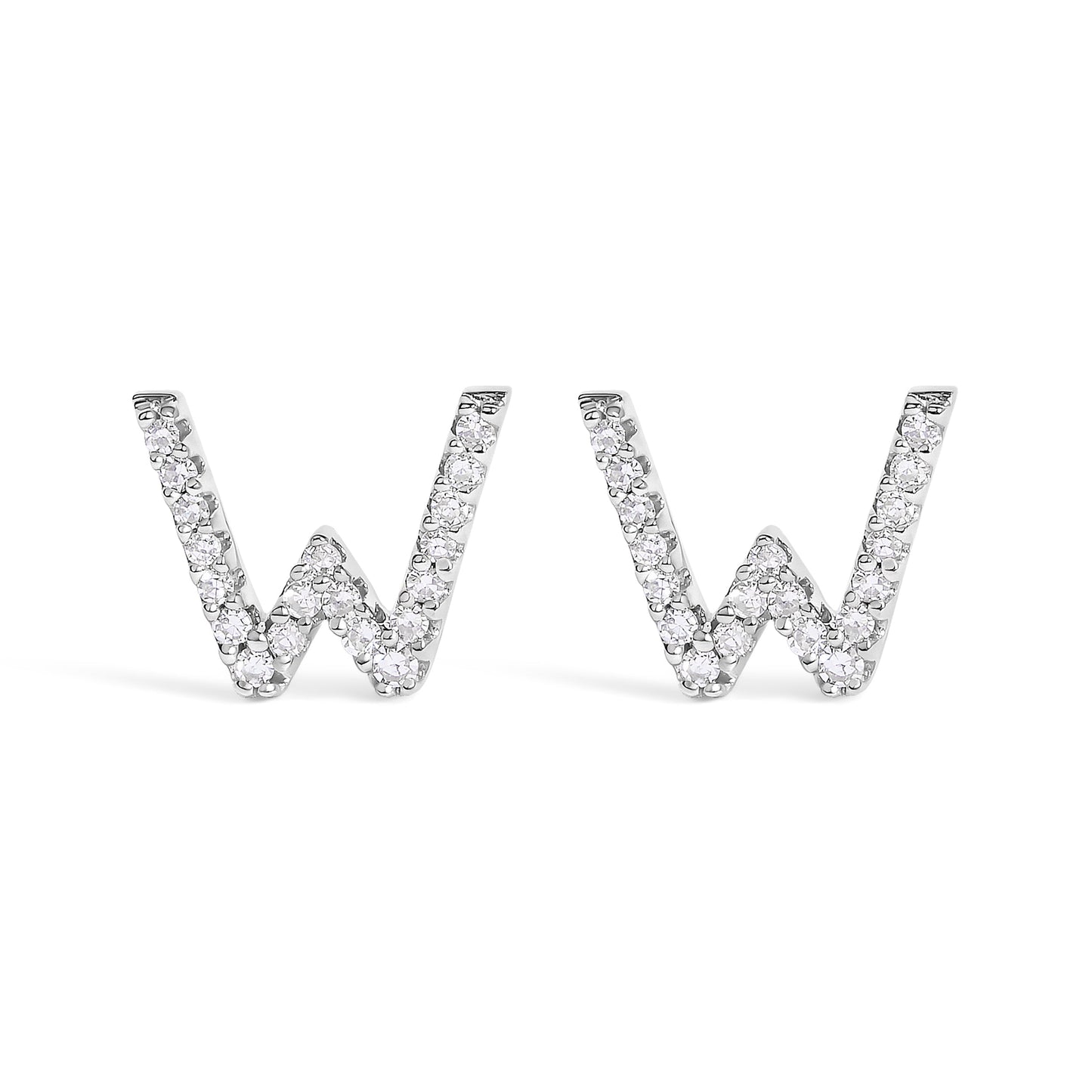10K White Gold 1/10 Cttw Diamond Initial â€œAâ€ Stud Earring