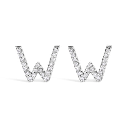 10K White Gold 1/10 Cttw Diamond Initial â€œAâ€ Stud Earring