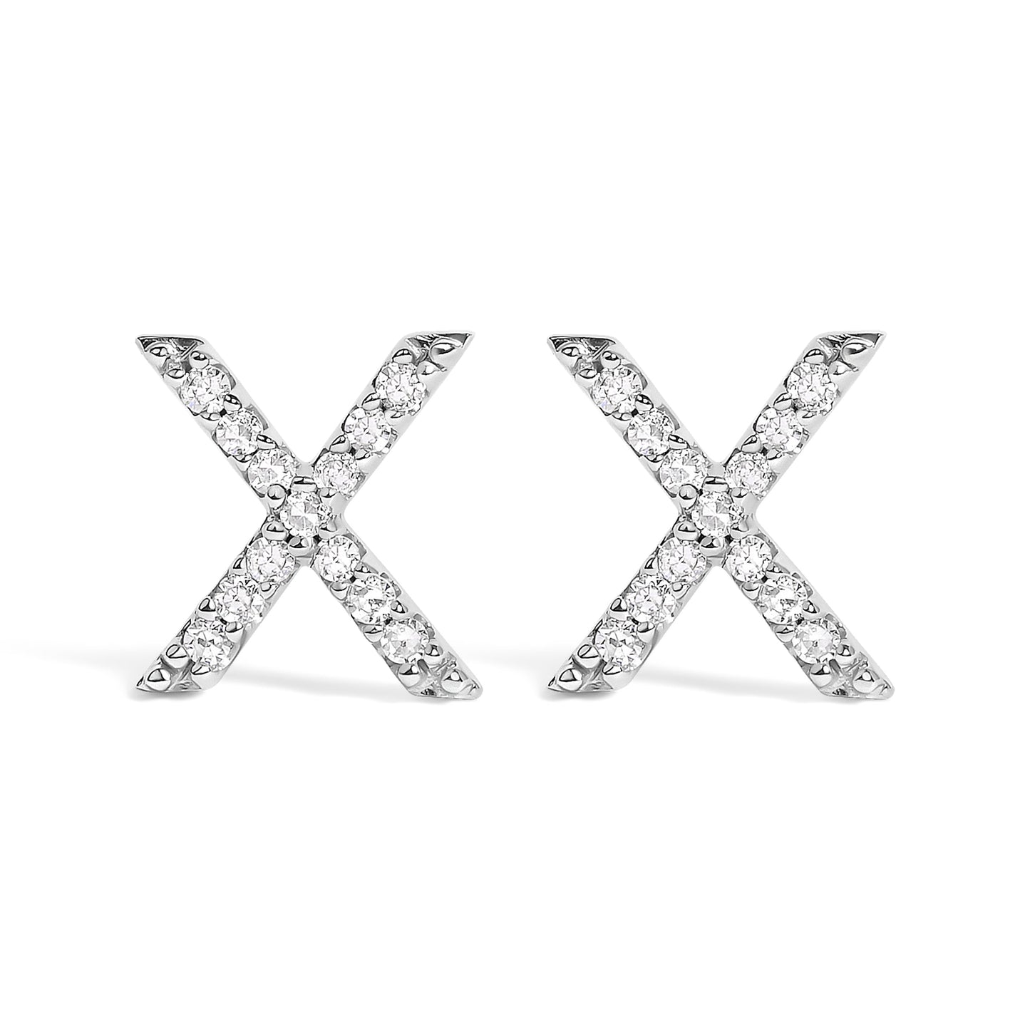 10K White Gold 1/10 Cttw Diamond Initial â€œAâ€ Stud Earring