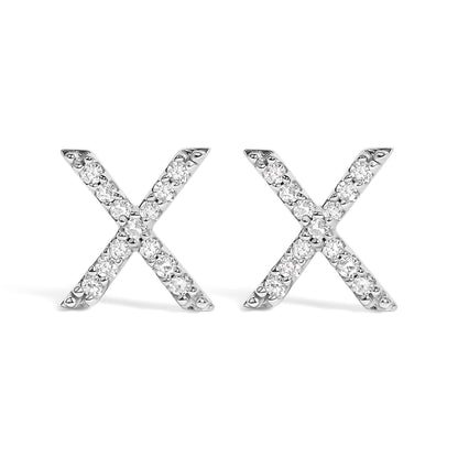 10K White Gold 1/10 Cttw Diamond Initial â€œAâ€ Stud Earring