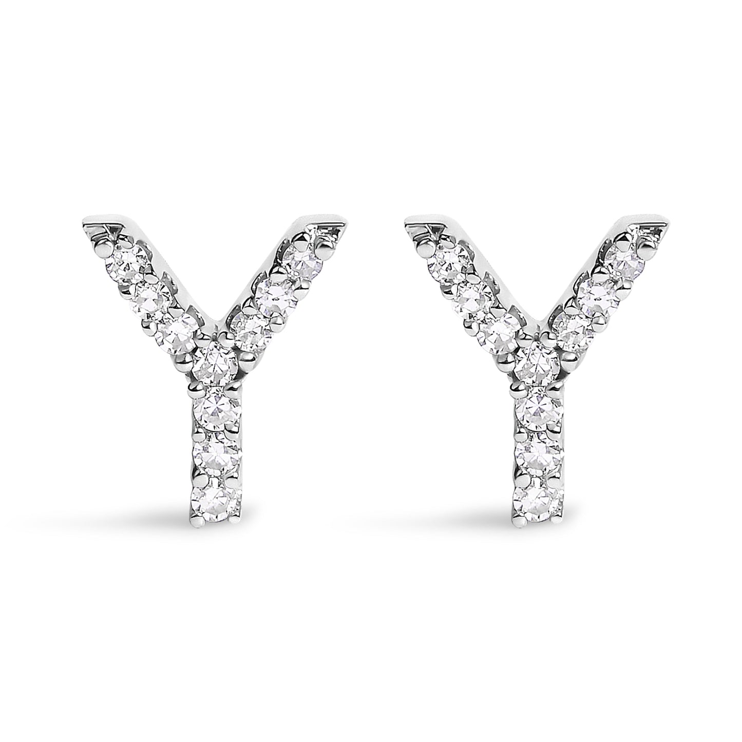 10K White Gold 1/10 Cttw Diamond Initial â€œAâ€ Stud Earring