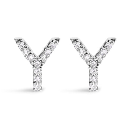 10K White Gold 1/10 Cttw Diamond Initial â€œAâ€ Stud Earring