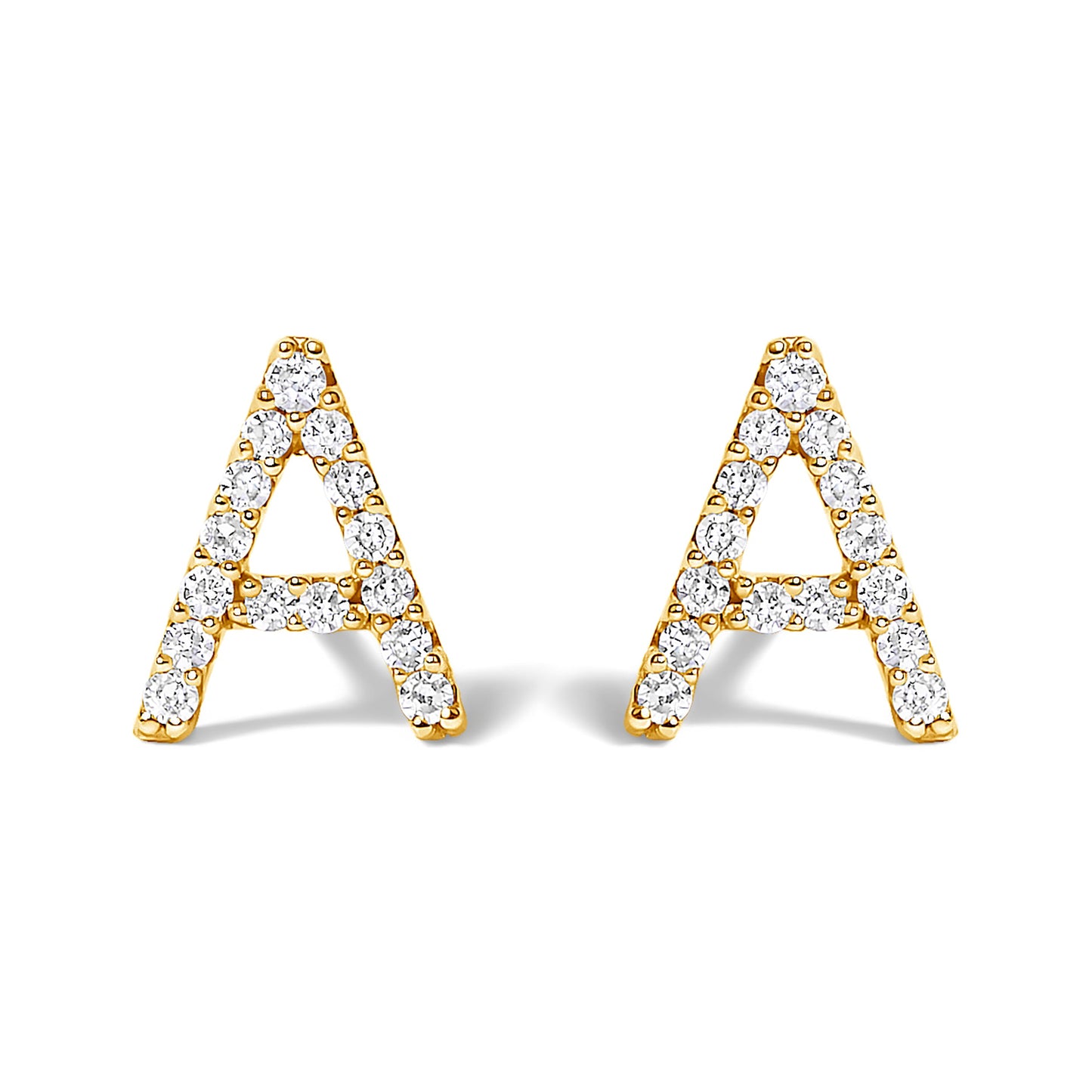 10K White Gold 1/10 Cttw Diamond Initial â€œAâ€ Stud Earring