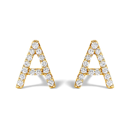 10K White Gold 1/10 Cttw Diamond Initial â€œAâ€ Stud Earring