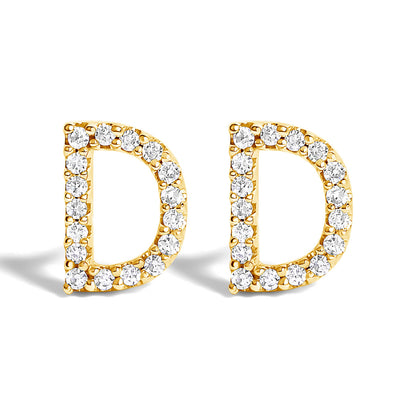 10K White Gold 1/10 Cttw Diamond Initial â€œAâ€ Stud Earring