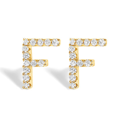 10K White Gold 1/10 Cttw Diamond Initial â€œAâ€ Stud Earring