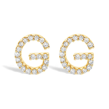 10K White Gold 1/10 Cttw Diamond Initial â€œAâ€ Stud Earring